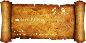 Imrich Milla névjegykártya